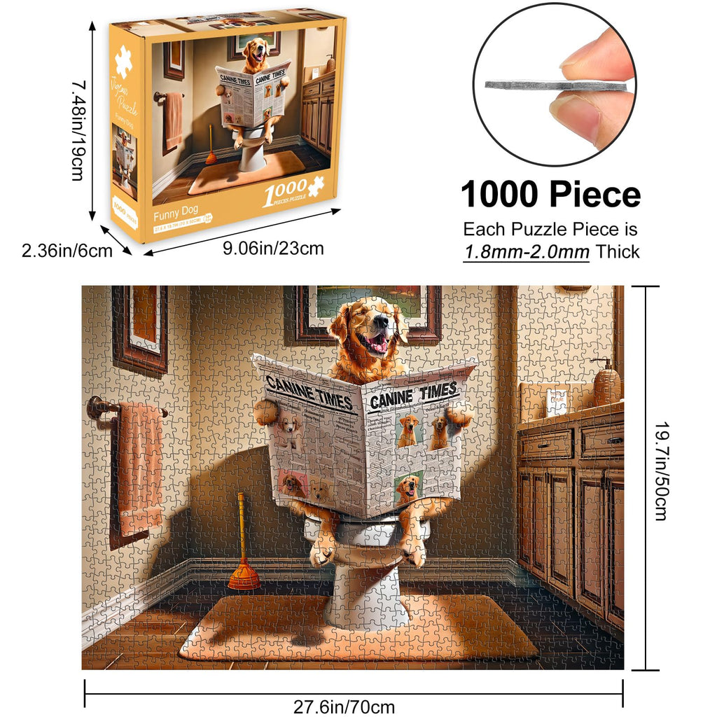 Rocorose 1000-Piece Funny Dog Jigsaw Puzzle – HD Quality with Bonus Poster