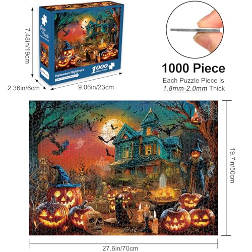 Rocorose 1000-Piece Halloween Jigsaw Puzzle – Haunted Mansion & Jack-o'-Lanterns