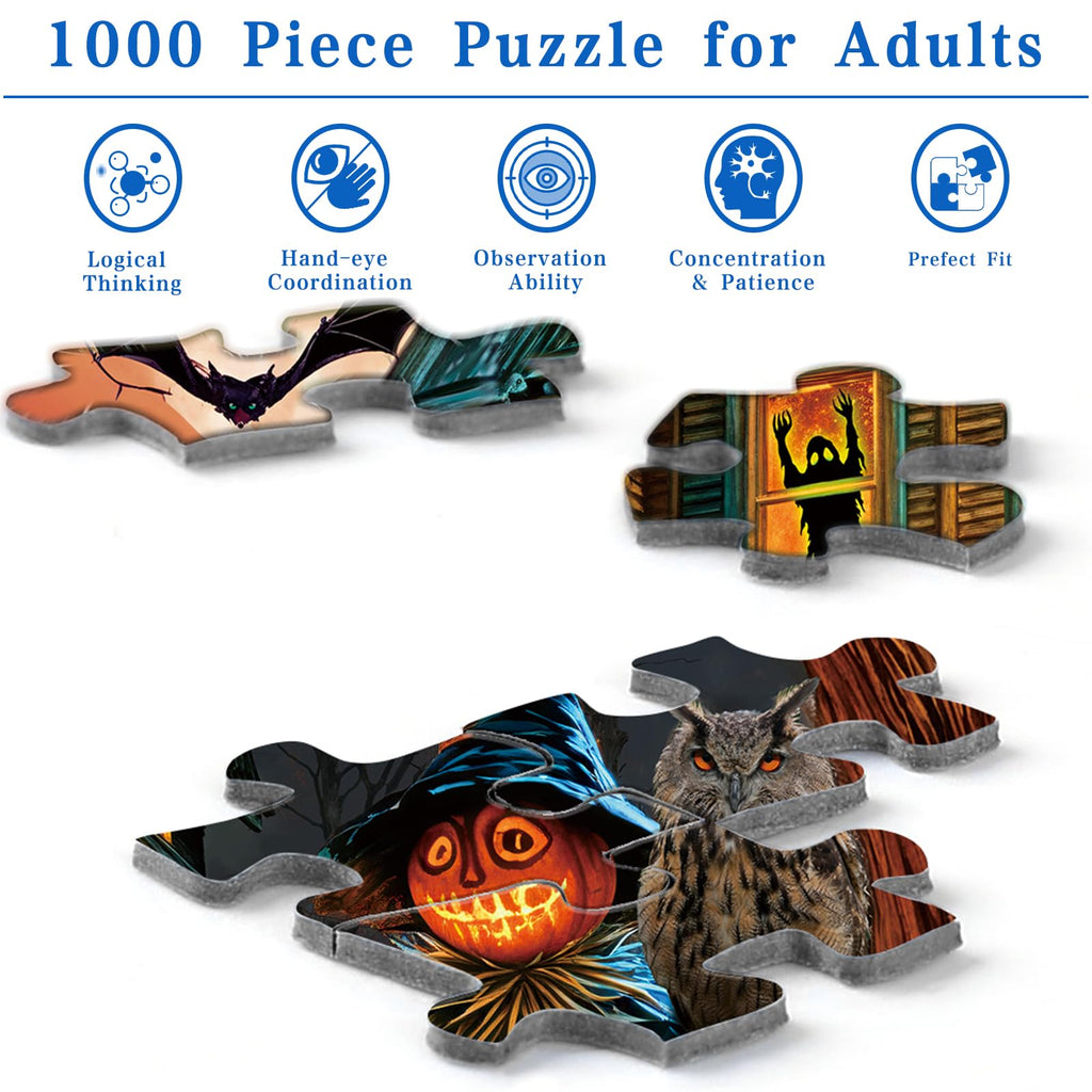Rocorose 1000-Piece Halloween Jigsaw Puzzle – Haunted Mansion & Jack-o'-Lanterns