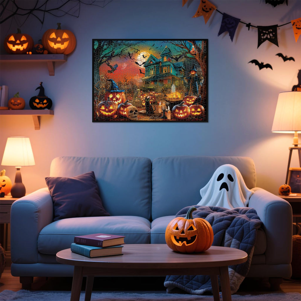 Rocorose 1000-Piece Halloween Jigsaw Puzzle – Haunted Mansion & Jack-o'-Lanterns