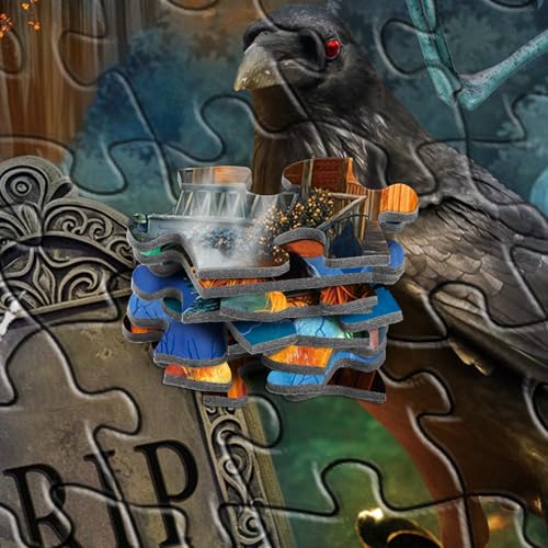Rocorose 1000 Piece Halloween Jigsaw Puzzle – Witches, Skeletons & Haunted House Scene, 27.6" x 19.7" for Adults