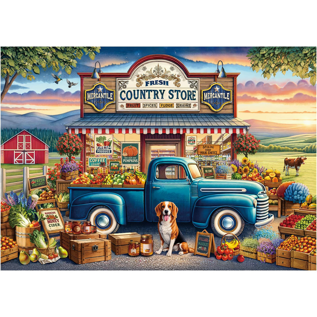 Rocorose 1000 Piece Jigsaw Puzzle for Adults – Country Shop Fruits & Vegetables Scene, 27.6x19.7 Inch