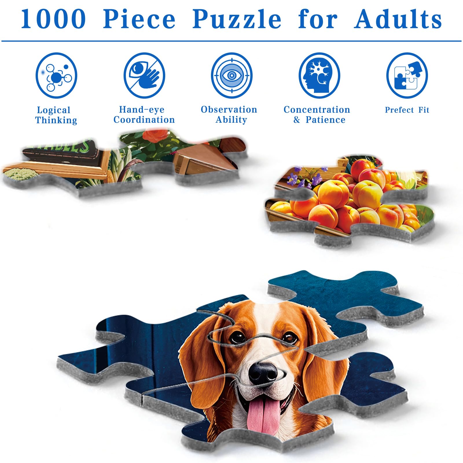 Rocorose 1000 Piece Jigsaw Puzzle for Adults – Country Shop Fruits & Vegetables Scene, 27.6x19.7 Inch
