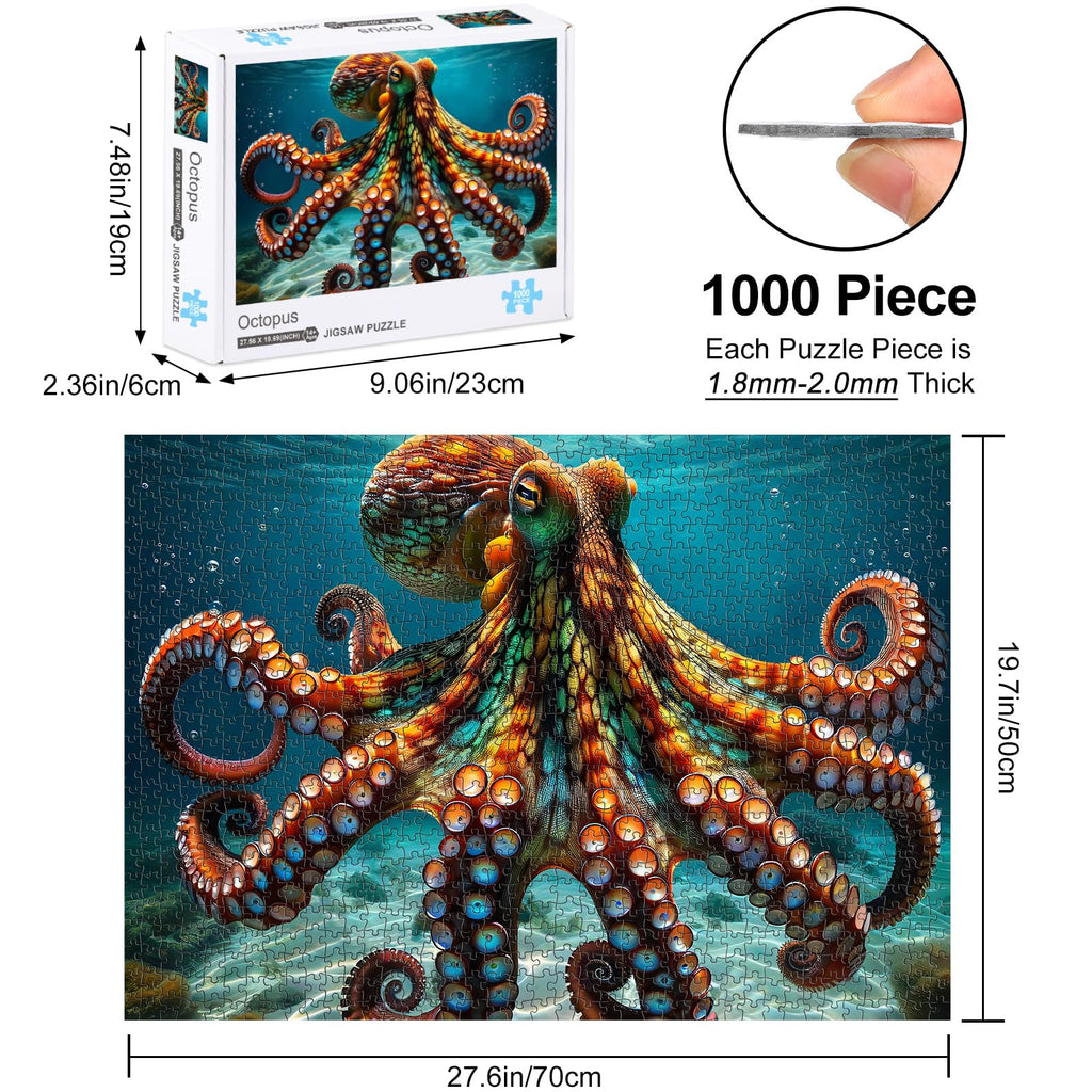 Rocorose 1000 Piece Octopus Puzzle – Deep Sea Ocean Exploration Jigsaw for Adults