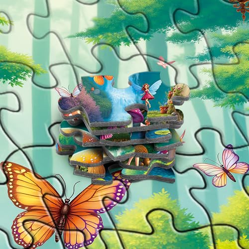Rocorose 500-Piece Mushroom House Jigsaw Puzzle – Fairy Village Scene, 20 x 14.2 Inches