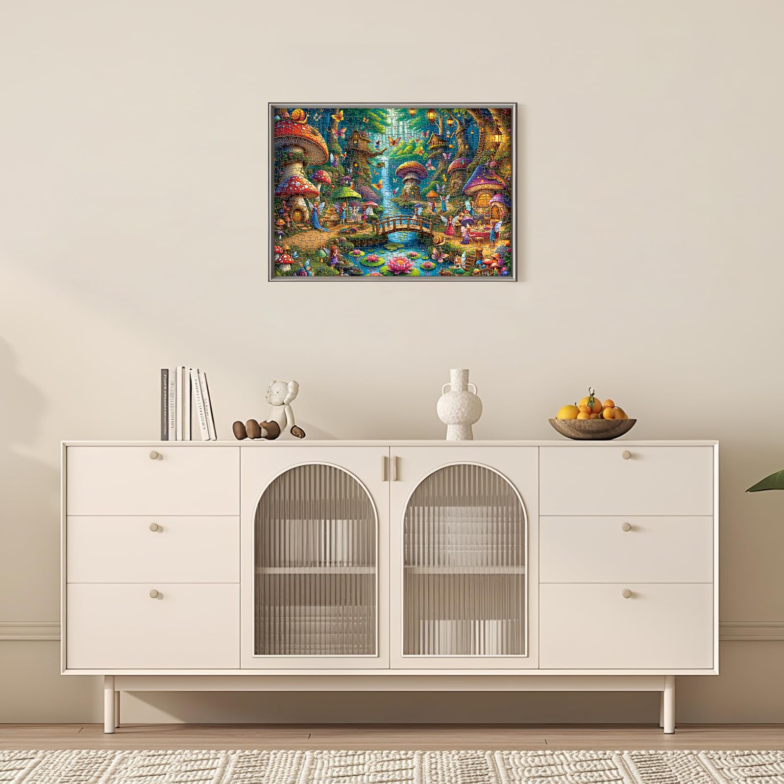 Rocorose 500-Piece Mushroom House Jigsaw Puzzle – Fairy Village Scene, 20 x 14.2 Inches