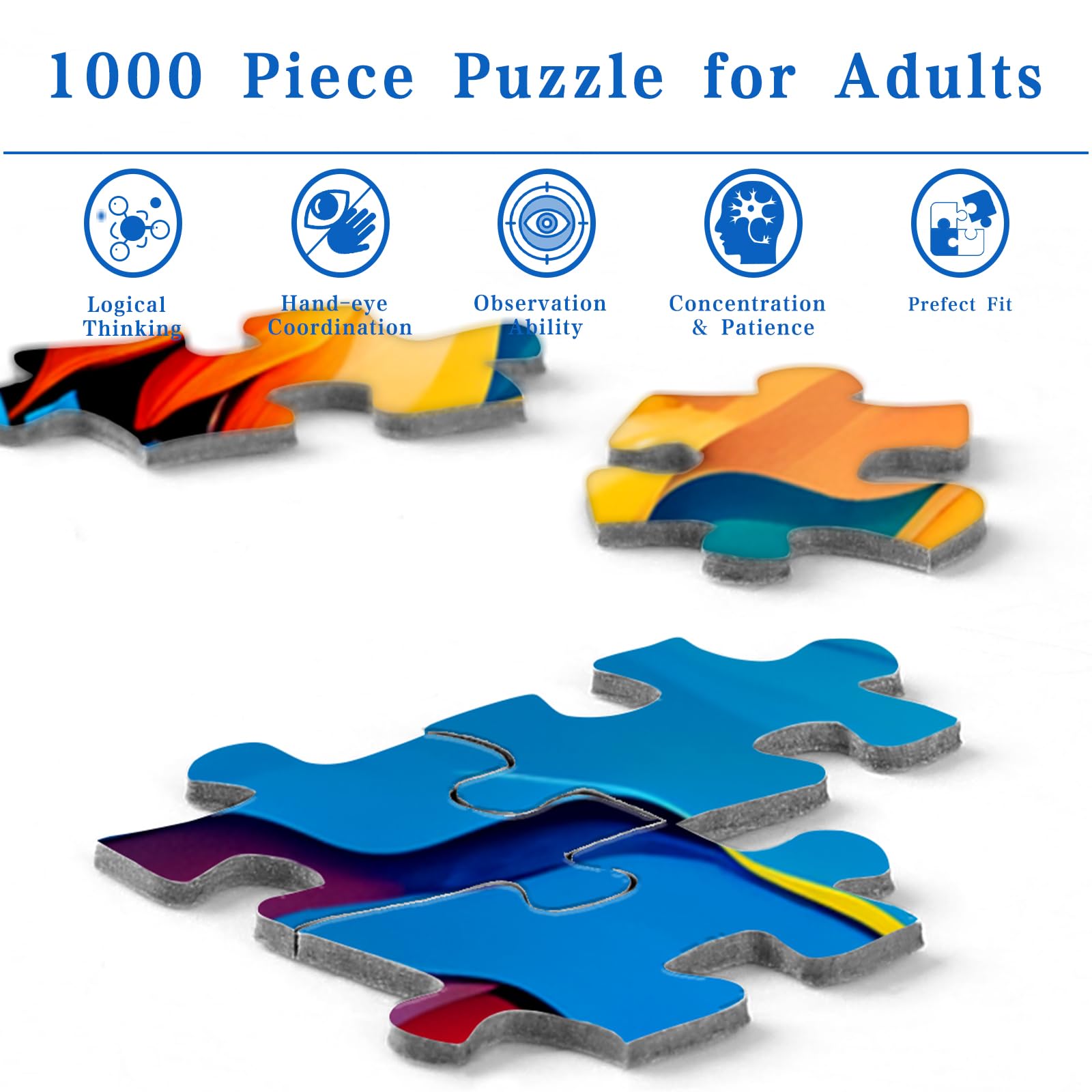 Rocorose Sunflower 1000 Piece Jigsaw Puzzle – Colorful Gradient Floral Artwork for Adults, Includes Poster, 27.5x19.68 Inches