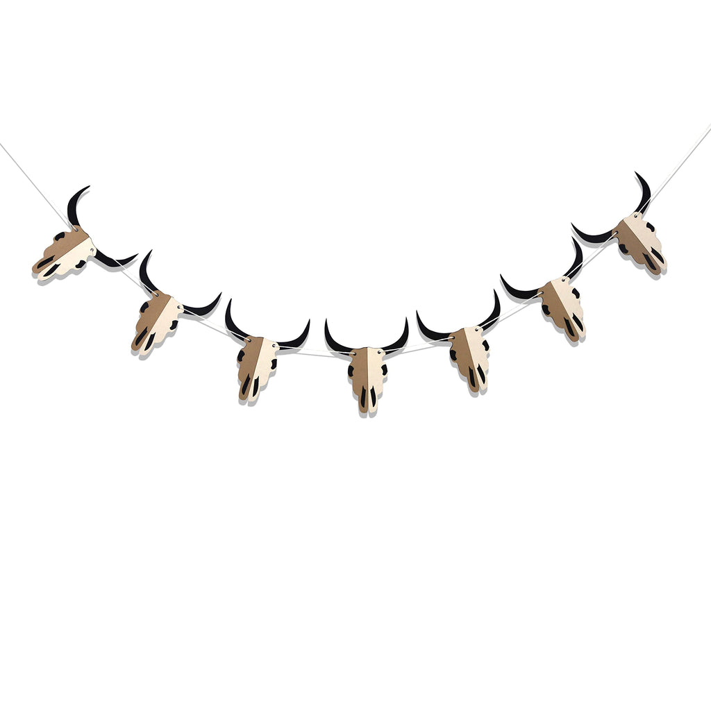 Rodeo Bull Skull Banner - 7-Piece Western Cowboy Birthday Decoration