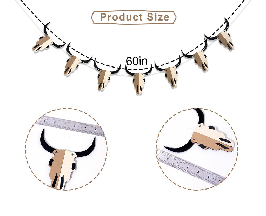 Rodeo Bull Skull Banner - 7-Piece Western Cowboy Birthday Decoration