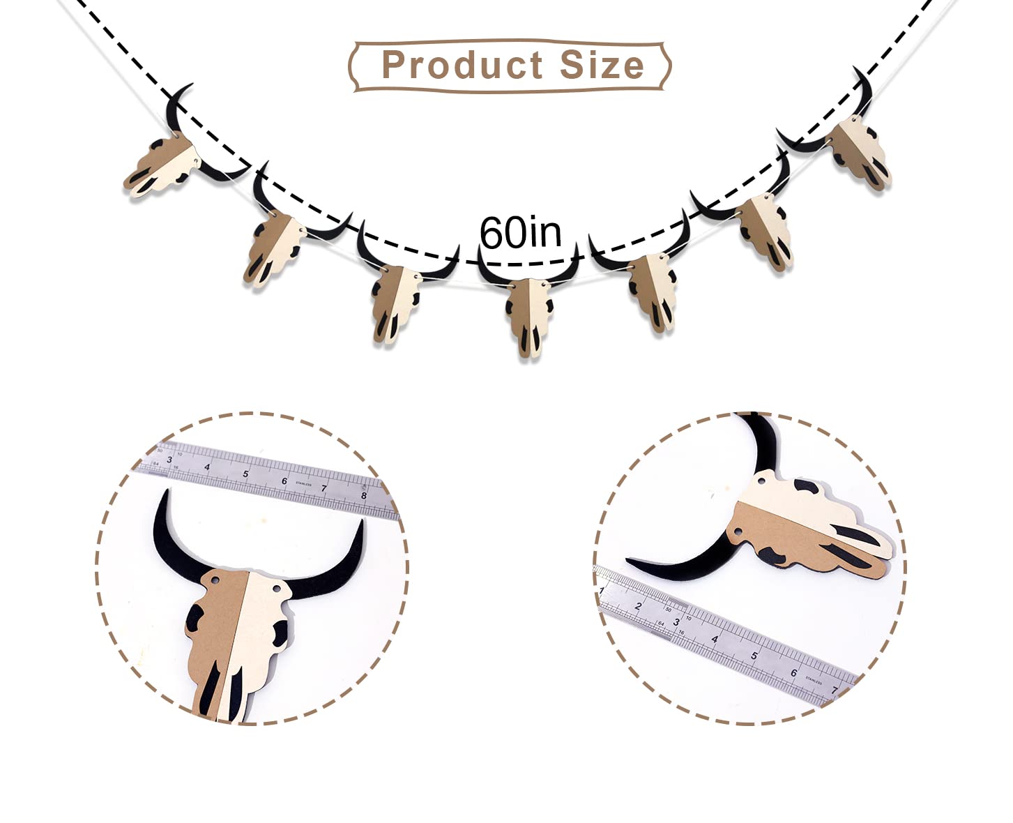 Rodeo Bull Skull Banner - 7-Piece Western Cowboy Birthday Decoration