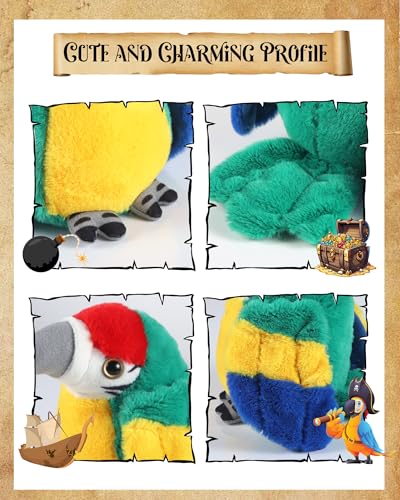 Roicaholy Magnetic Shoulder Plush Parrot – 5-Inch Pirate Costume Accessory for Halloween & Cosplay