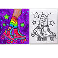 Roller Skates Pre-Drawn Canvas Painting Kit – 8x10 Stretched Canvas for Sip and Paint Parties – INDIGO ART STUDIO