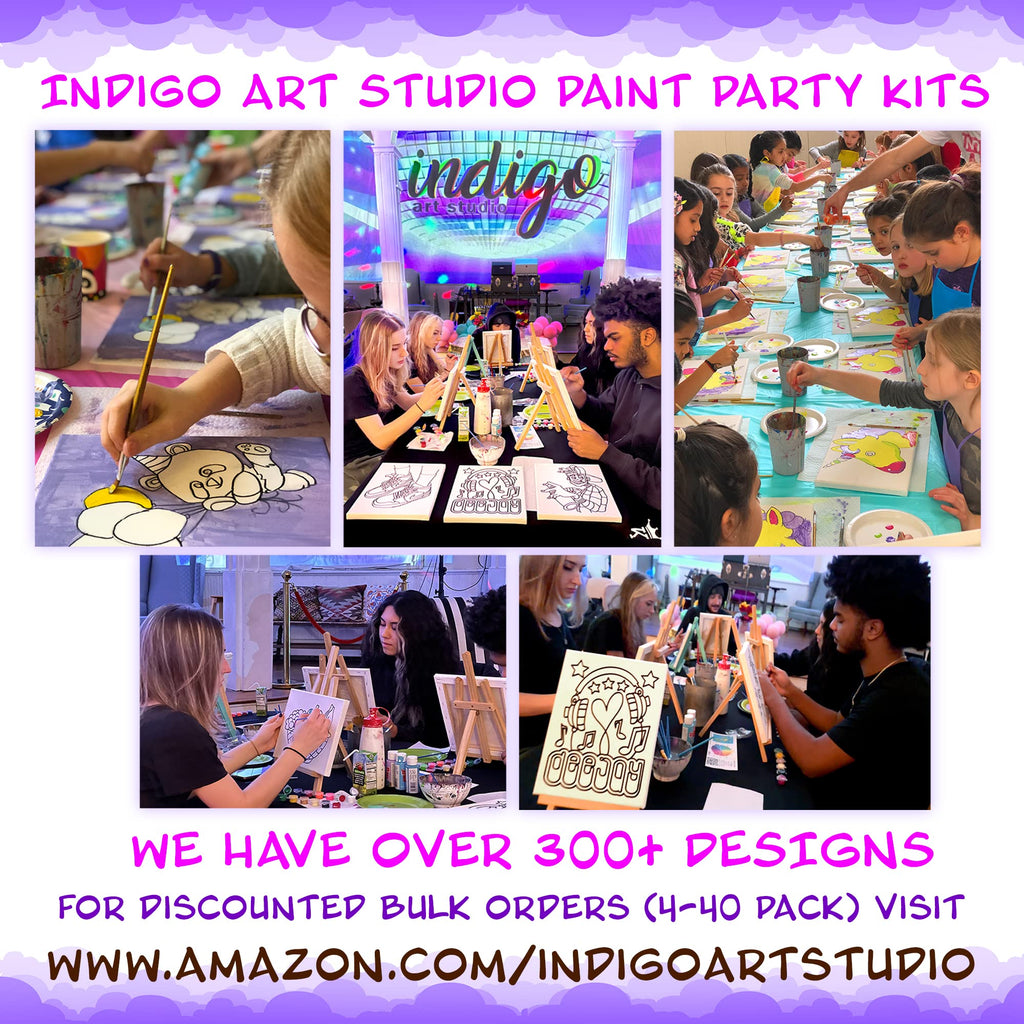 Roller Skates Pre-Drawn Canvas Painting Kit – 8x10 Stretched Canvas for Sip and Paint Parties – INDIGO ART STUDIO