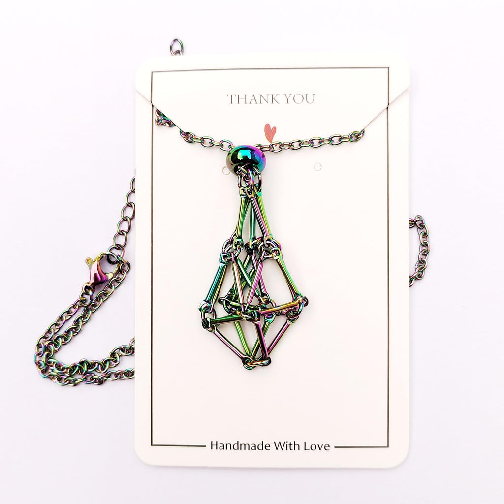 Rollooo Interchangeable Rainbow Empty Cage D20 Dice Holder Necklace – DND Gift