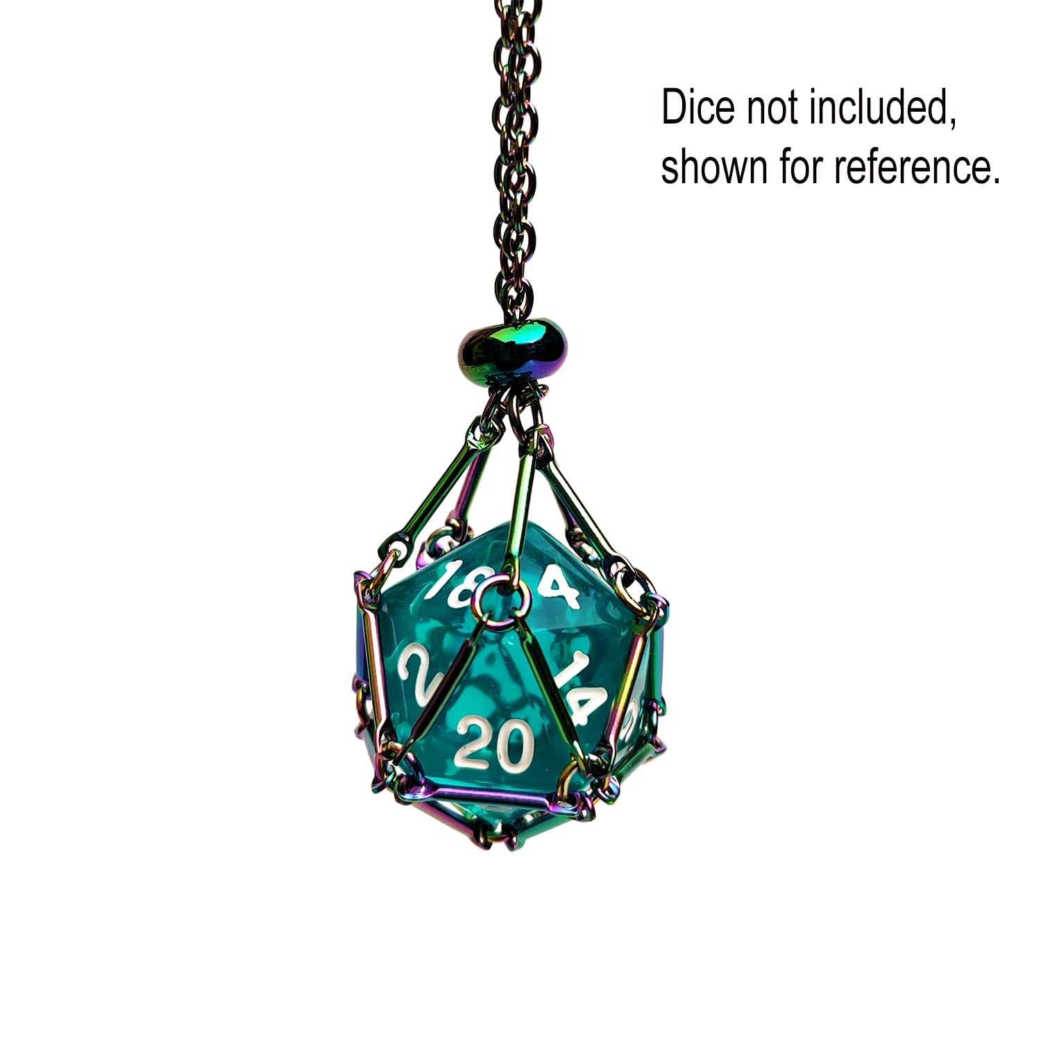 Rollooo Interchangeable Rainbow Empty Cage D20 Dice Holder Necklace – DND Gift