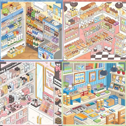 Ronlor 10 Sets 3D Sticker Scene Book for Adults - DIY Shelf Organizing Stickers with Tweezers, Colorful PET Scenes (Style 11)