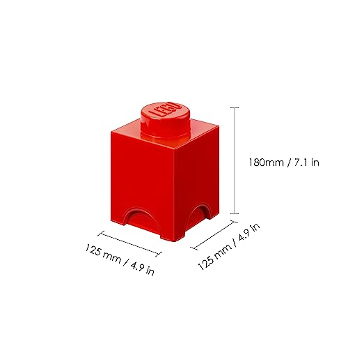 Room Copenhagen LEGO Brick Box - Stackable Storage Container, Bright Red, 4.92 x 4.92 x 7.09 in.
