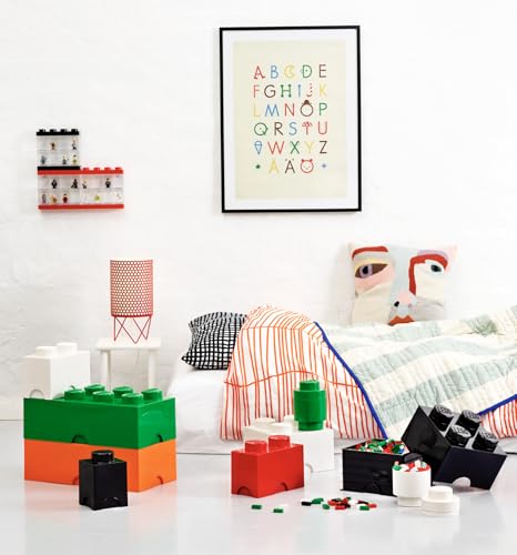 Room Copenhagen LEGO Brick Box - Stackable Storage Container, Bright Red, 4.92 x 4.92 x 7.09 in.