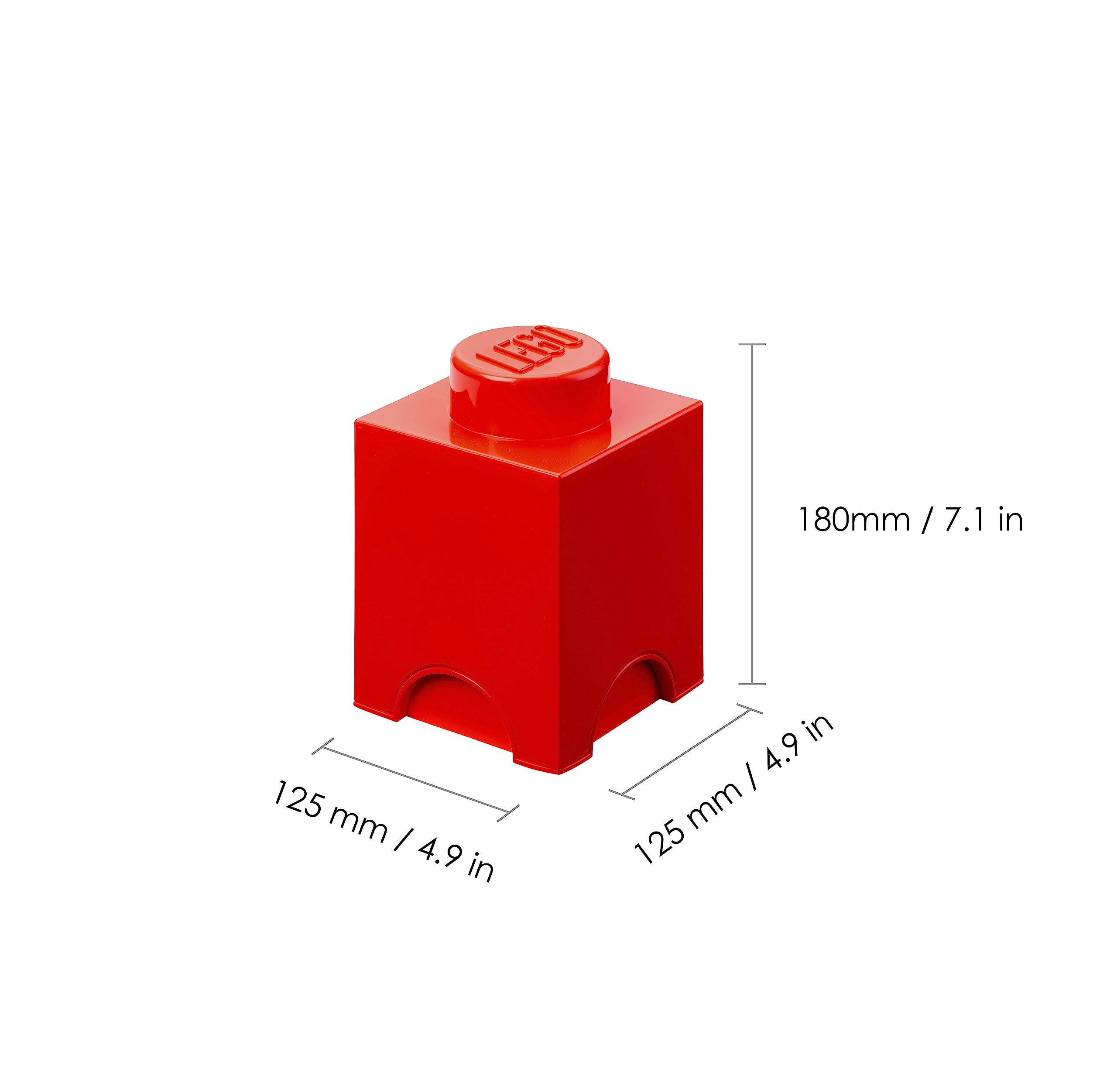 Room Copenhagen LEGO Brick Box - Stackable Storage Container, Bright Red, 4.92 x 4.92 x 7.09 in.