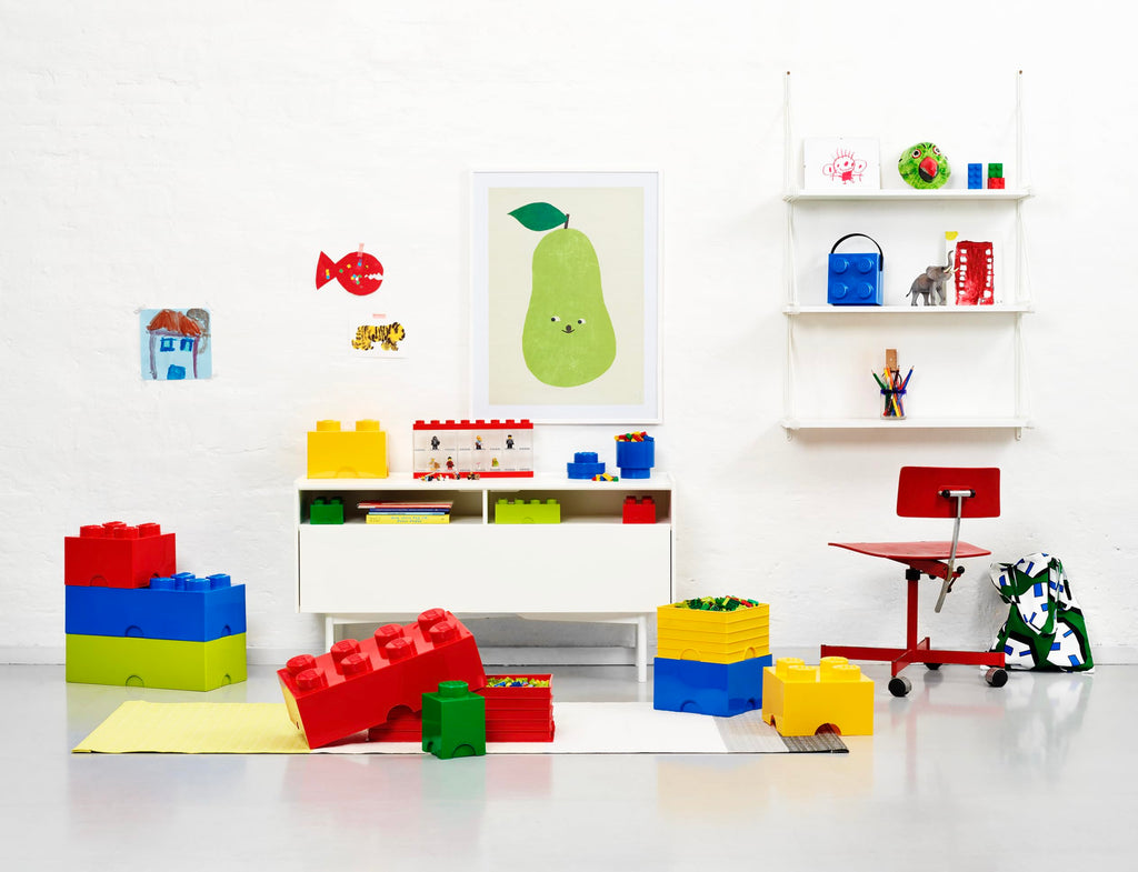 Room Copenhagen LEGO Brick Box - Stackable Storage Container, Bright Red, 4.92 x 4.92 x 7.09 in.