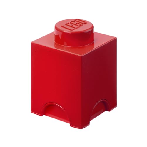 Room Copenhagen LEGO Brick Box - Stackable Storage Container, Bright Red, 4.92 x 4.92 x 7.09 in.
