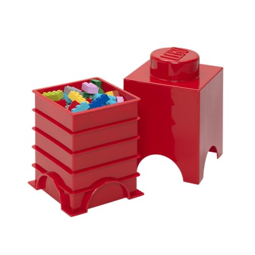 Room Copenhagen LEGO Brick Box - Stackable Storage Container, Bright Red, 4.92 x 4.92 x 7.09 in.