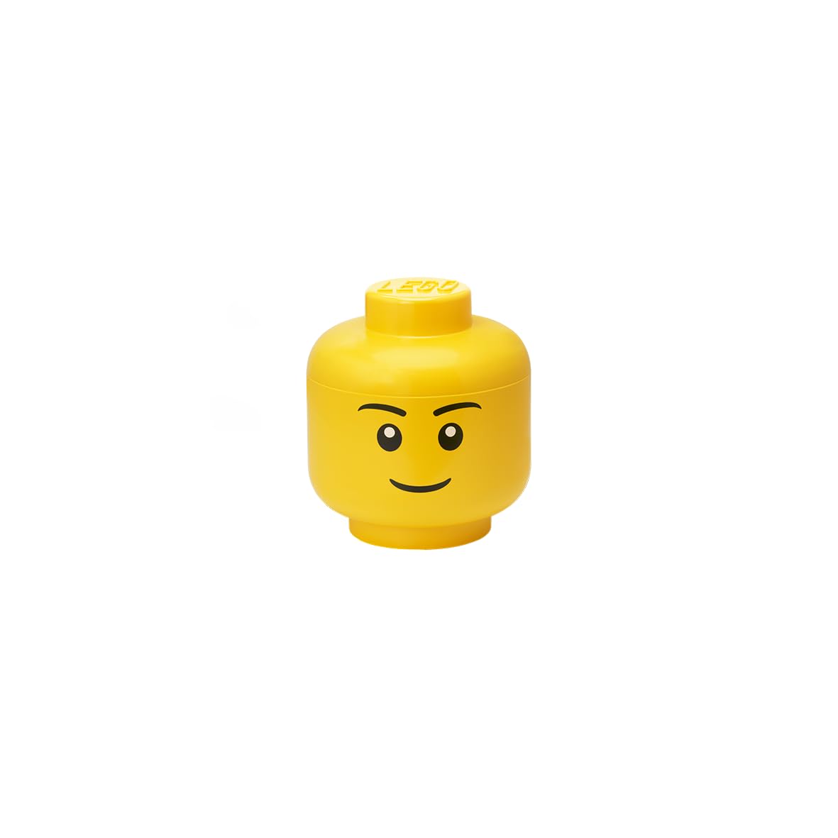 Room Copenhagen LEGO Storage Head - Mini Stackable Bin for Bricks & Toys, Boy Face, Holds 100 Bricks