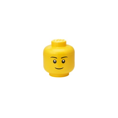 Room Copenhagen LEGO Storage Head - Mini Stackable Bin for Bricks & Toys, Boy Face, Holds 100 Bricks