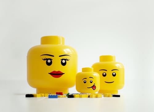 Room Copenhagen LEGO Storage Head - Mini Stackable Bin for Bricks & Toys, Boy Face, Holds 100 Bricks