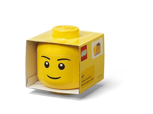 Room Copenhagen LEGO Storage Head - Mini Stackable Bin for Bricks & Toys, Boy Face, Holds 100 Bricks
