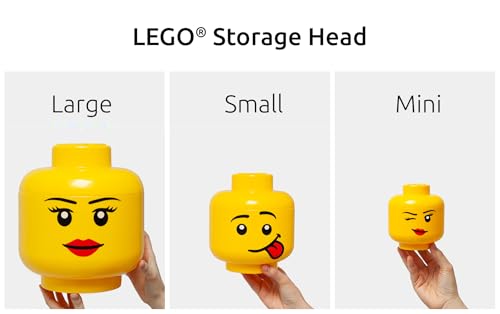Room Copenhagen LEGO Storage Head - Mini Stackable Bin for Bricks & Toys, Boy Face, Holds 100 Bricks