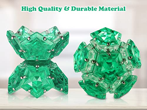 RoomyRoc Magnetic Fidget Sphere - 12 Pentagonal Magnets - Crystal Green - Stress Relief Desk Toy