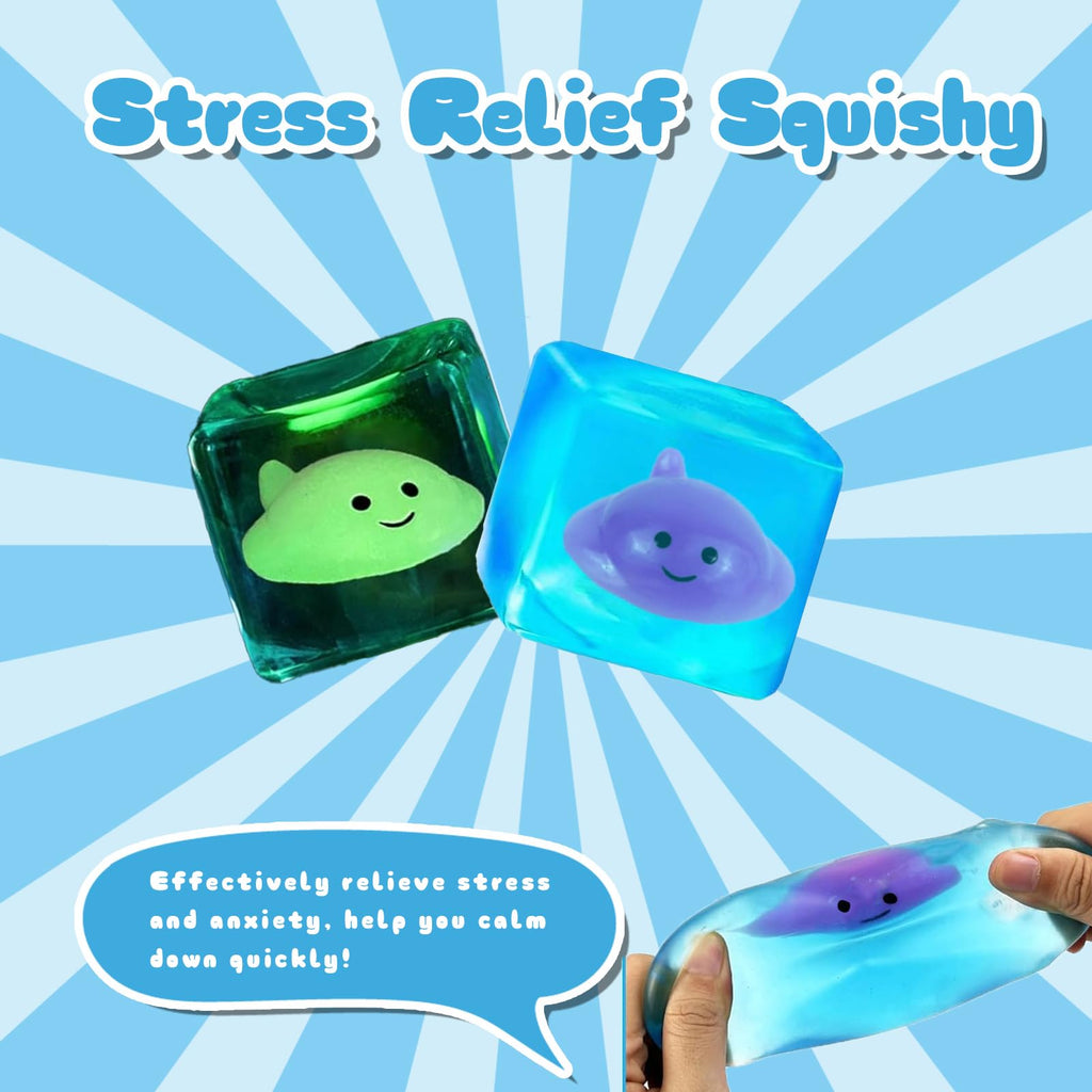 Ropuptl Glow-in-the-Dark Squishy Ball – Manta Ray Blue Sensory Fidget Toy with Ocean Animals