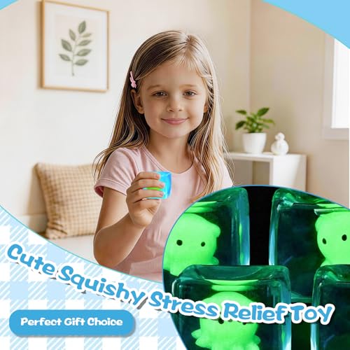 Ropuptl Luminous Blue Stress Reliever: Glow-in-the-Dark Squishy Ball with Octopus Figure, Sensory Fidget Toy