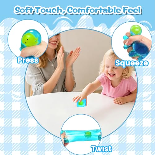 Ropuptl Luminous Blue Stress Reliever: Glow-in-the-Dark Squishy Ball with Octopus Figure, Sensory Fidget Toy