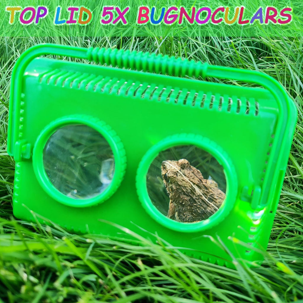 RORANIC Bug Catcher Kit for Kids - Educational Bugnoculars with 5x Magnifier, Tweezers, Ruler - Green