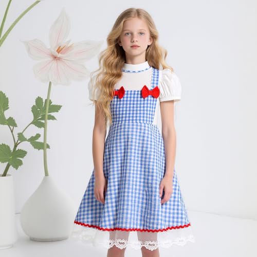 ROSADAGE Blue Plaid Girls Costume for Halloween, Cosplay, and Dress-Up