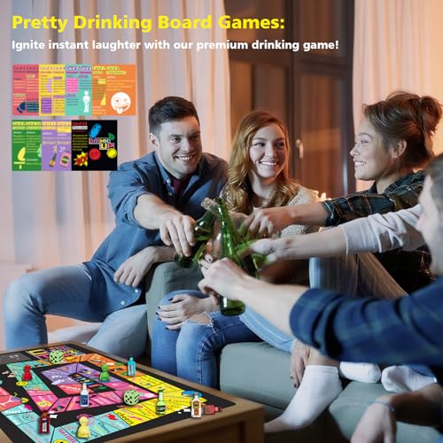 Rosafinal Drinking Board Game – Large Rubber Mat, 52 Cards, Mini Bottles – Fun Party Game for Adults 21+