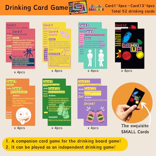 Rosafinal Drinking Board Game – Large Rubber Mat, 52 Cards, Mini Bottles – Fun Party Game for Adults 21+