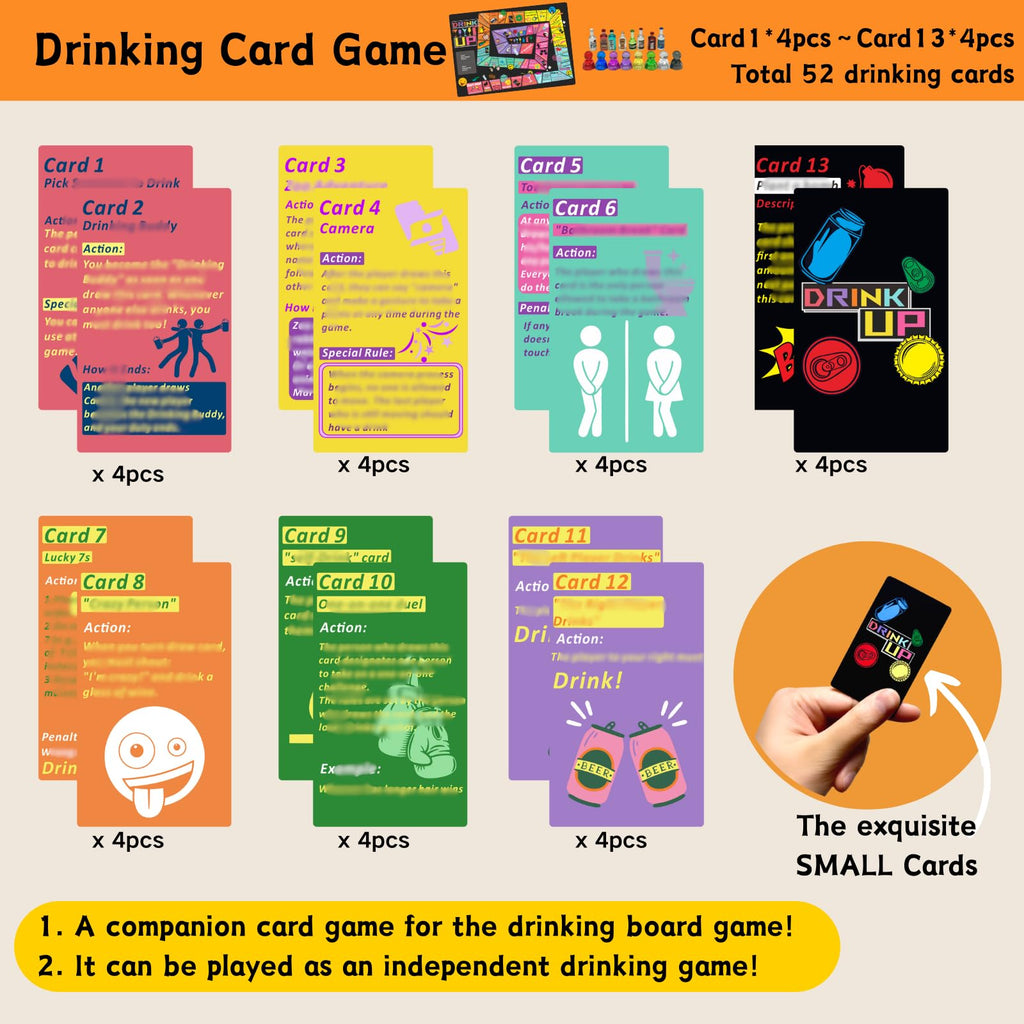 Rosafinal Drinking Board Game – Large Rubber Mat, 52 Cards, Mini Bottles – Fun Party Game for Adults 21+