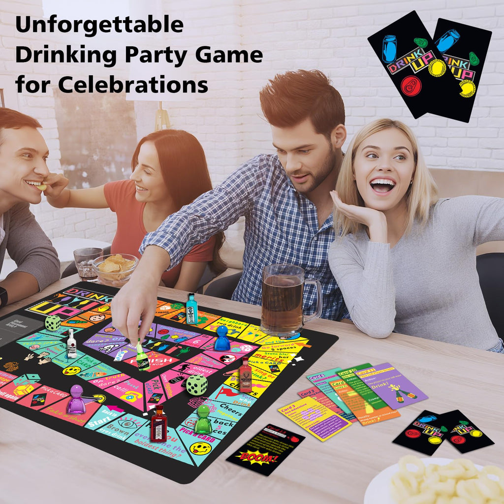 Rosafinal Drinking Board Game – Large Rubber Mat, 52 Cards, Mini Bottles – Fun Party Game for Adults 21+