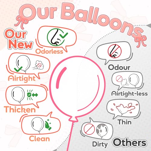 Rose Gold Bow Balloon Arch Kit – 140 Piece White and Pink Balloon Set for Birthday, Baby Shower, Wedding Decorations