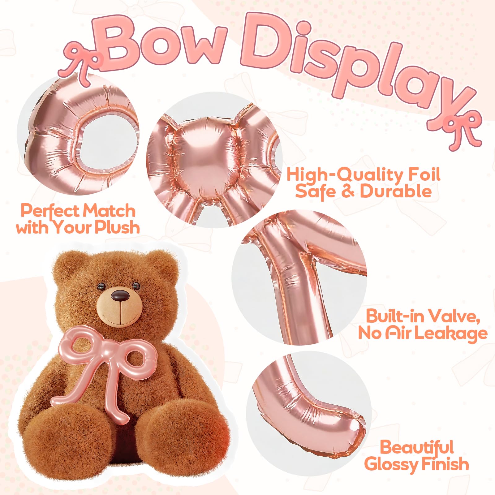 Rose Gold Bow Balloon Arch Kit – 140 Piece White and Pink Balloon Set for Birthday, Baby Shower, Wedding Decorations