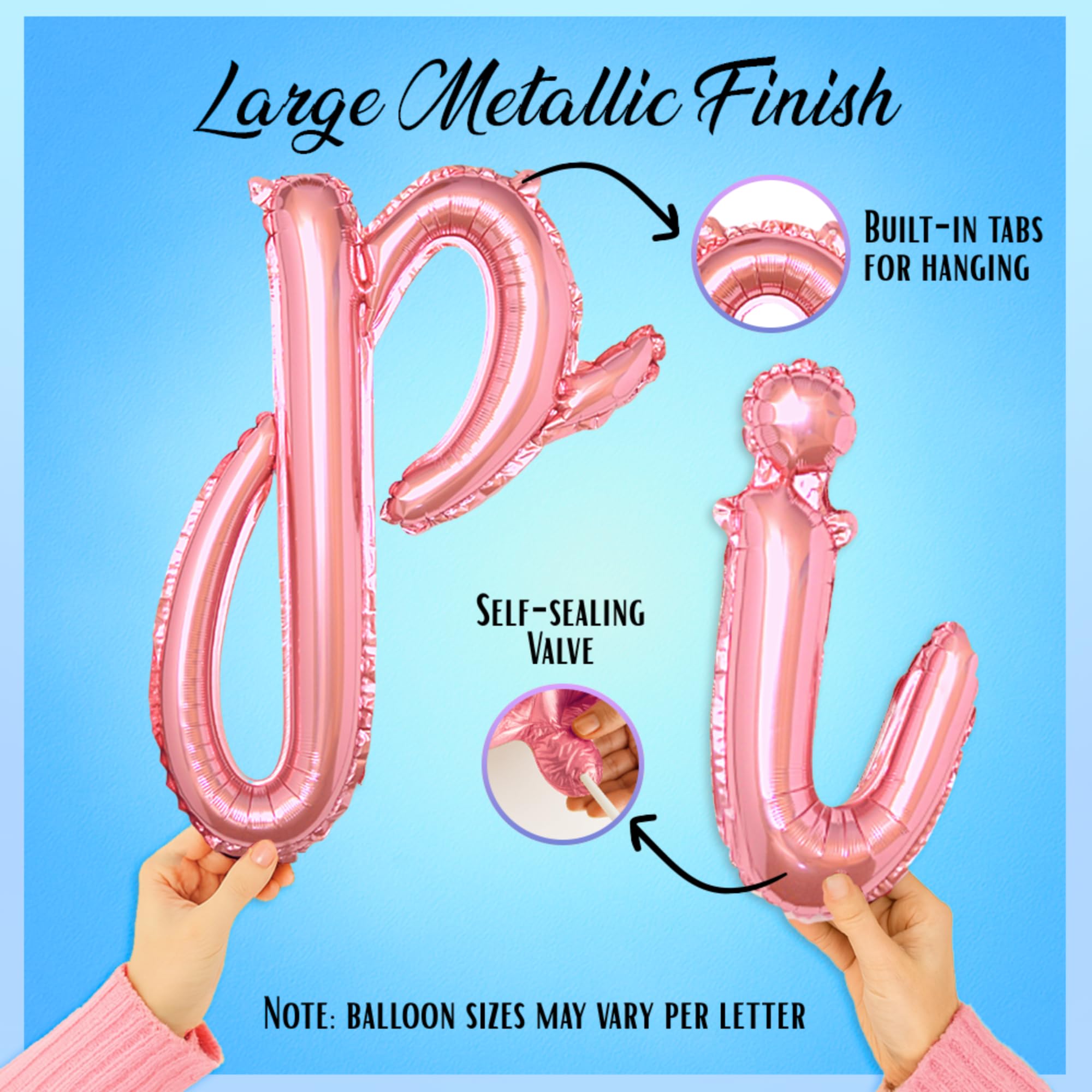 Rose Gold Happy Birthday Balloons Banner - Cursive Foil Letter Sign, Reusable Party Decoration by Gala Supplies
