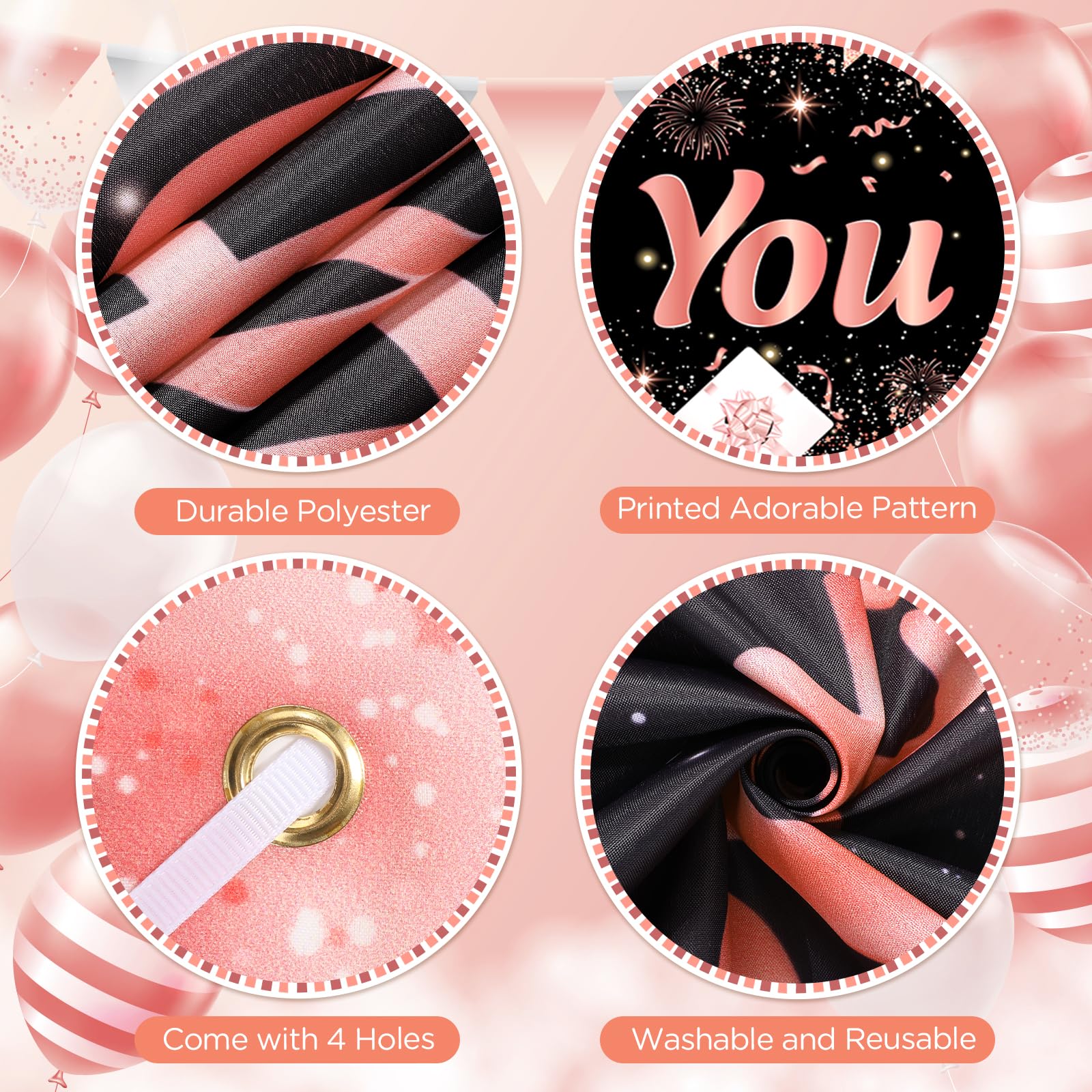 Rose Gold We Appreciate You Banner and Balloons Set – 18-Piece Appreciation Party Decor