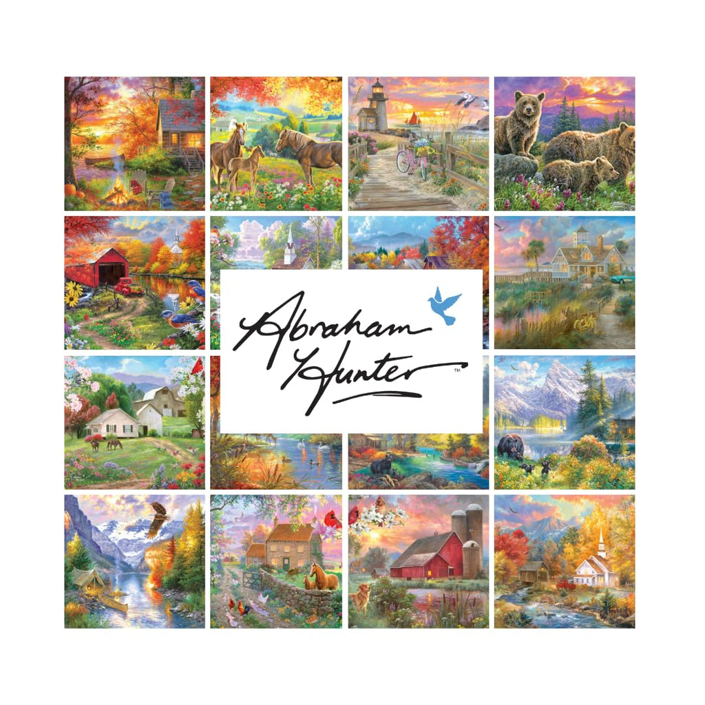 RoseArt Abraham Hunter Cork Puzzle – Green Mountain Farm, 1000 Piece Sustainable Jigsaw Puzzle for Adults