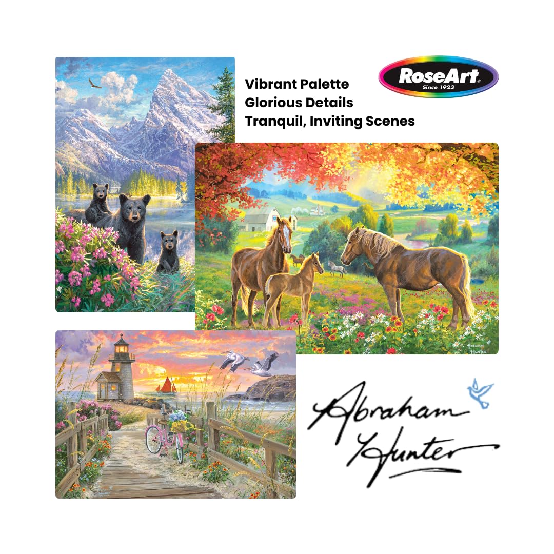 RoseArt Abraham Hunter Cork Puzzle – Green Mountain Farm, 1000 Piece Sustainable Jigsaw Puzzle for Adults