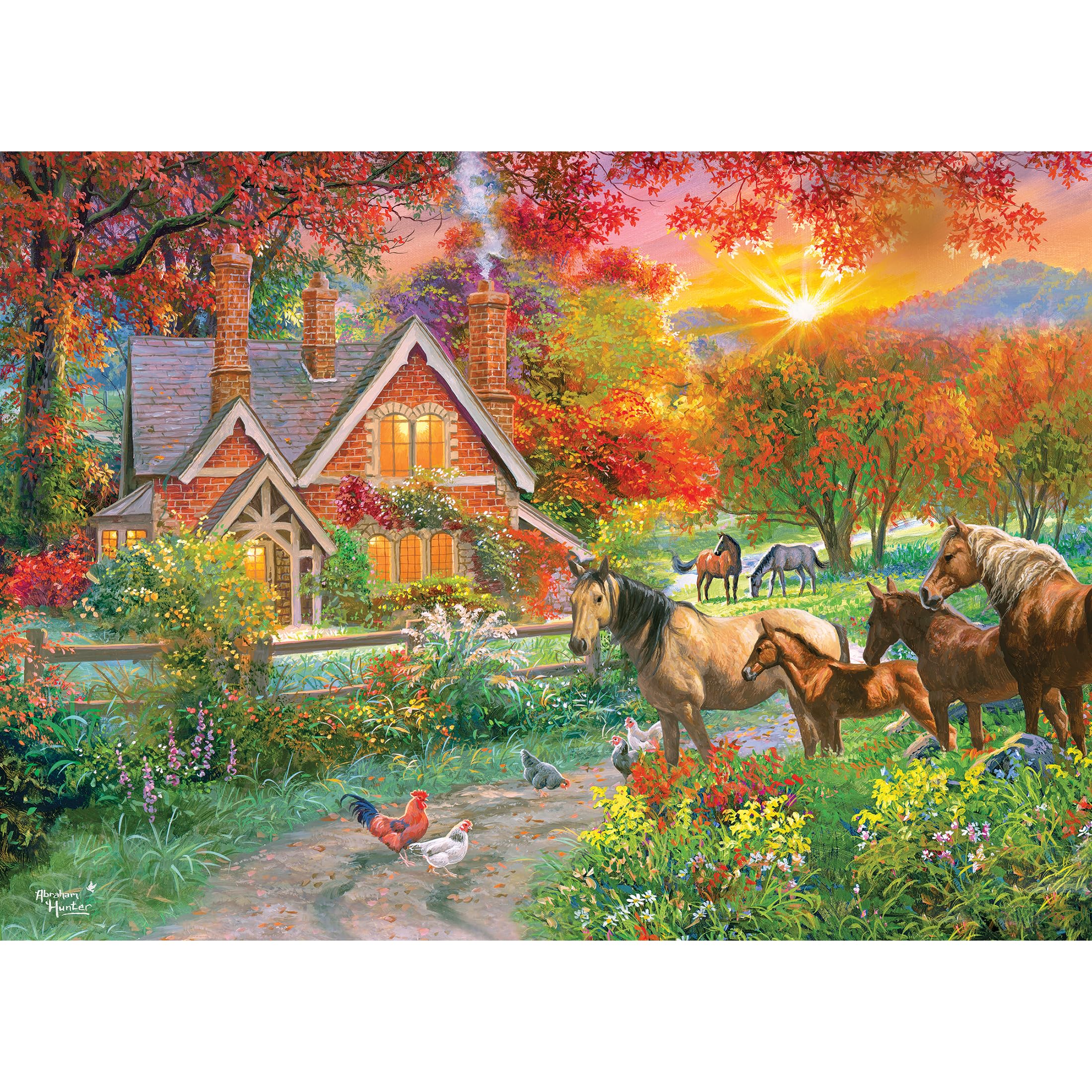 RoseArt Abraham Hunter Homestead 1000 Piece Cork Jigsaw Puzzle for Adults