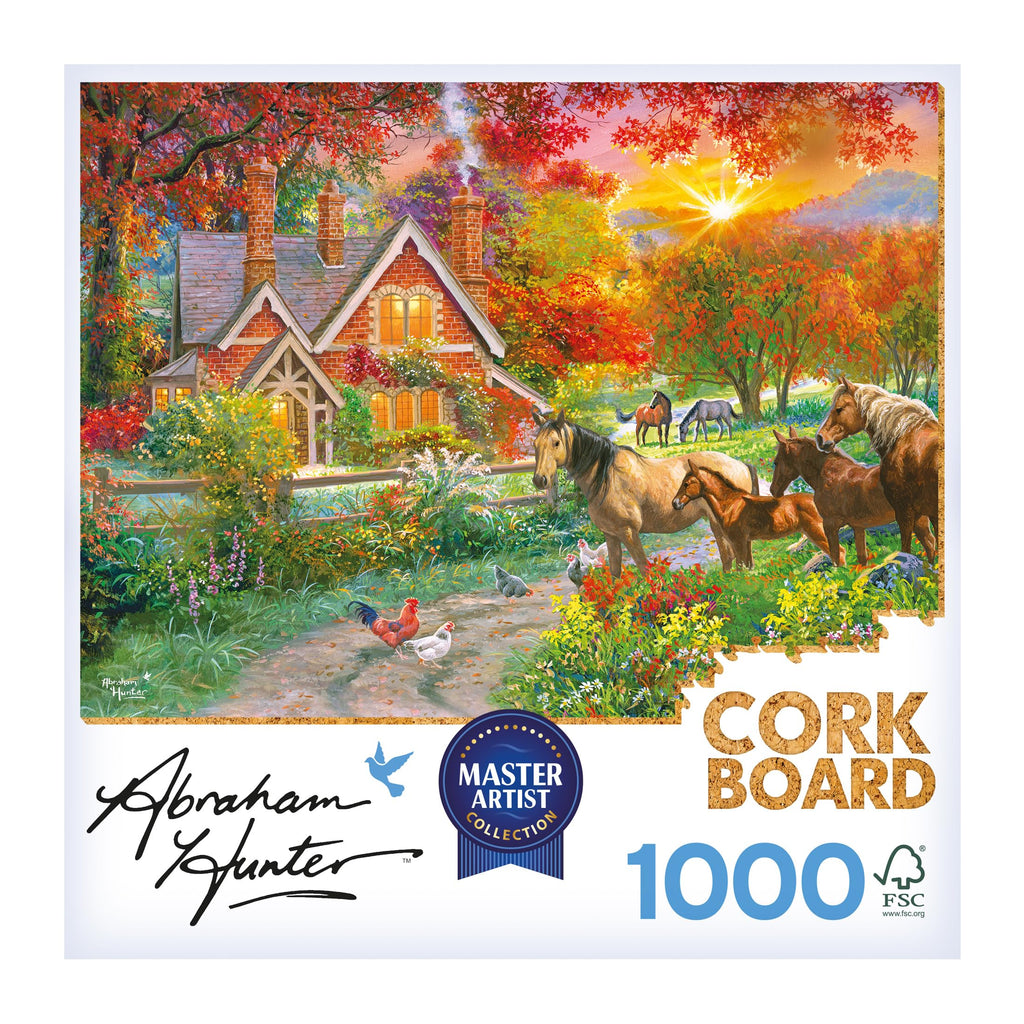 RoseArt Abraham Hunter Homestead 1000 Piece Cork Jigsaw Puzzle for Adults