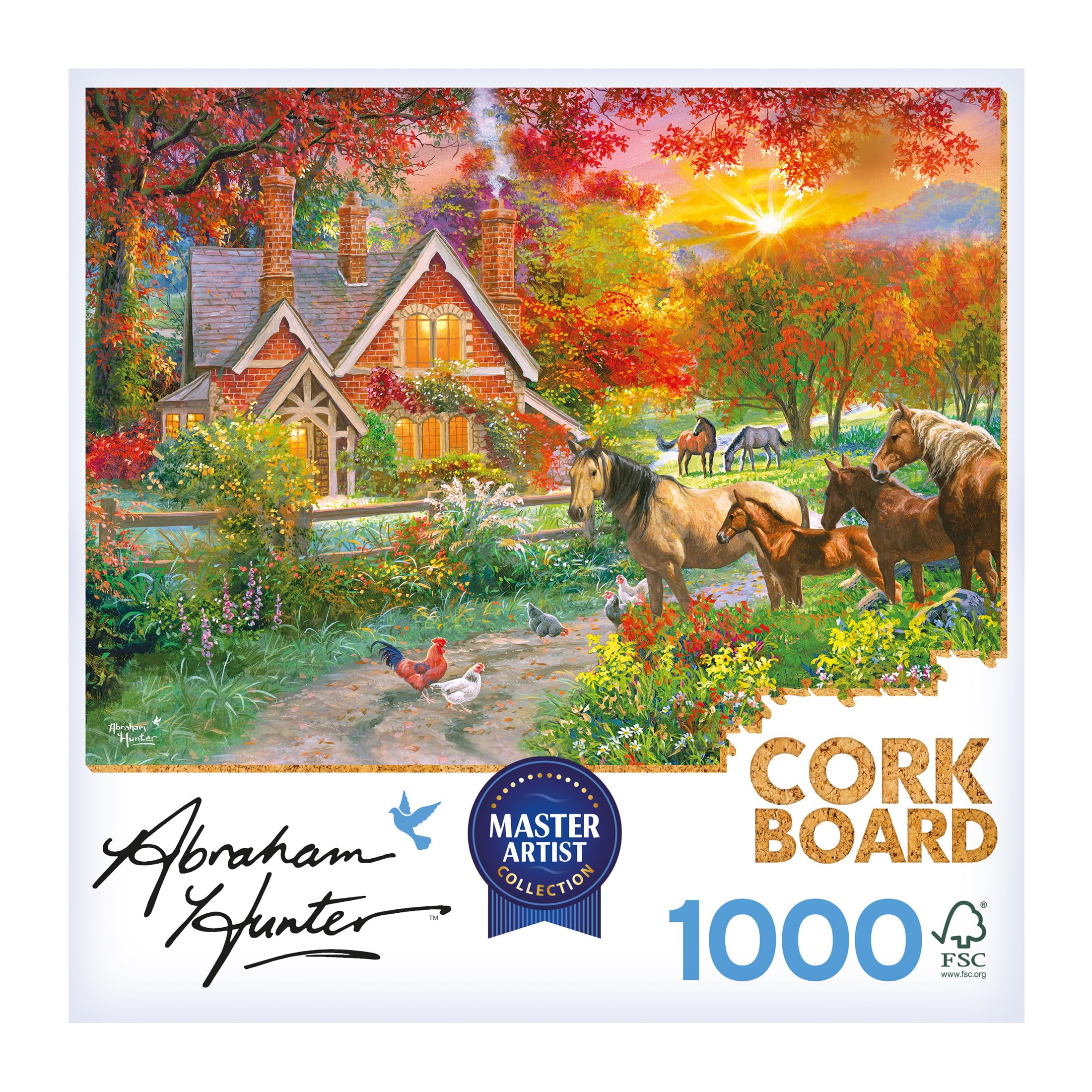 RoseArt Abraham Hunter Homestead 1000 Piece Cork Jigsaw Puzzle for Adults